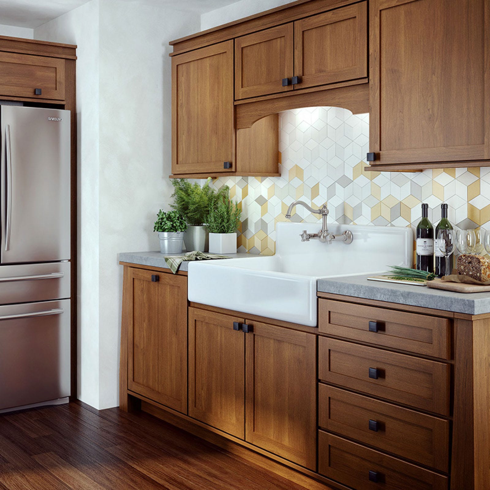 A classic American-built framed Cornerstone cabinet collection in the tradition of premium fine furniture.