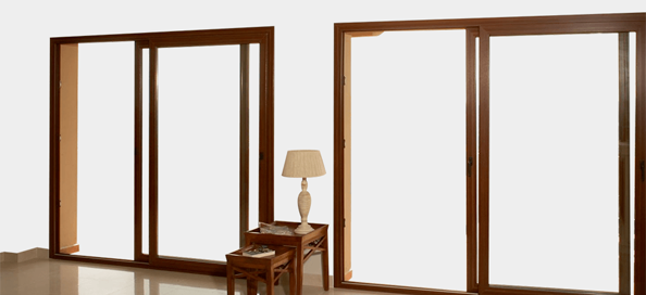 A pair of large sliding glass interior doors.