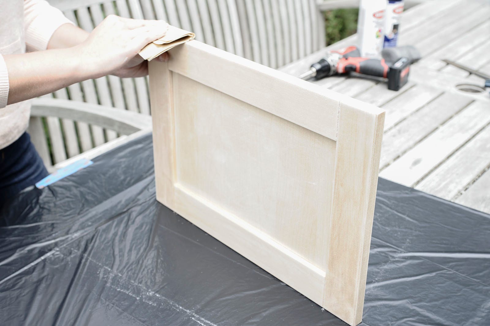 sanding chalkboard tray