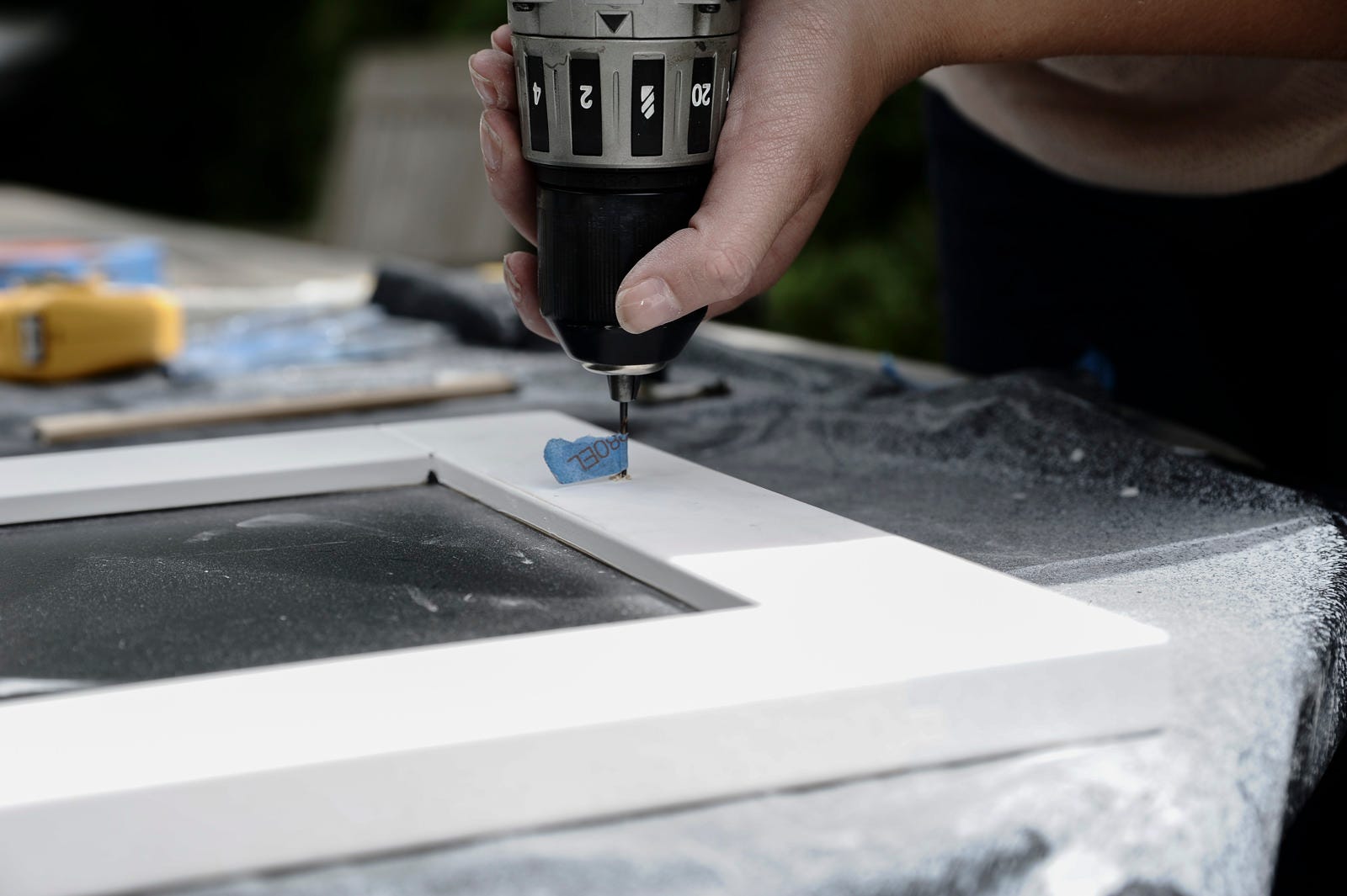 drilling chalkboard tray