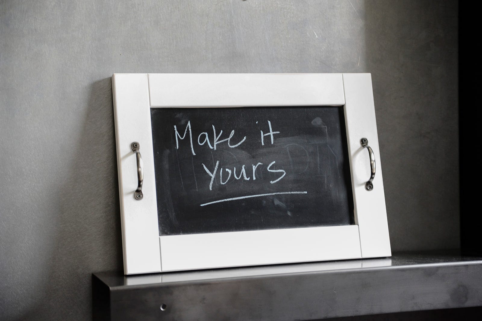 reclaimed diy chalkboard tray