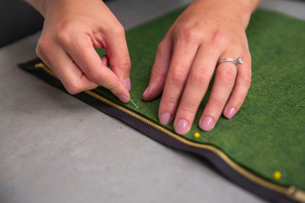 attaching zipper to felt attaching zipper to felt