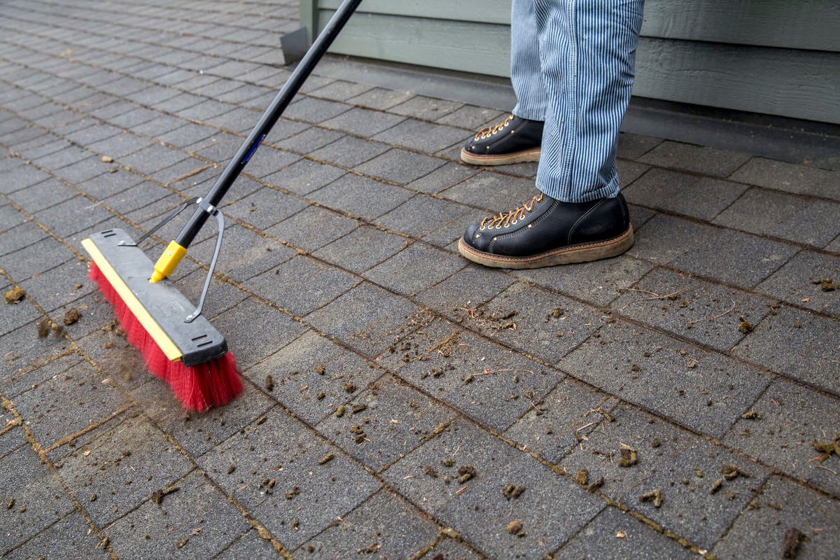 sweeping moss off roof sweeping moss off roof