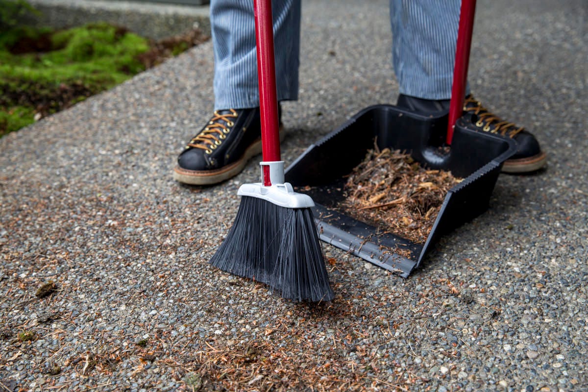 sweeping up roof debris sweeping up roof debris