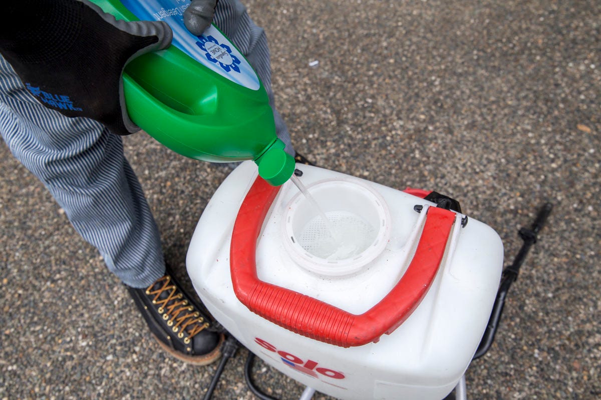 adding cleaner to roof sprayer adding cleaner to roof sprayer
