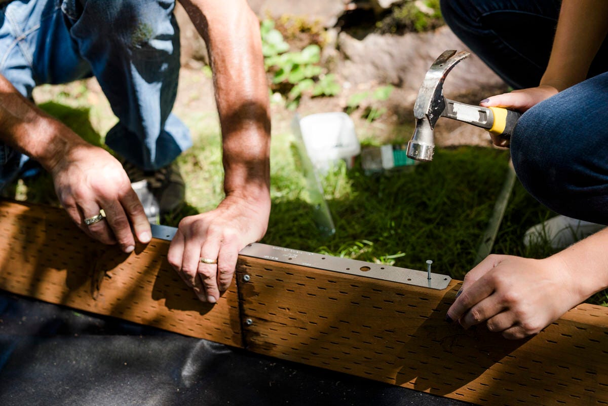 assembling wooden boardwalk