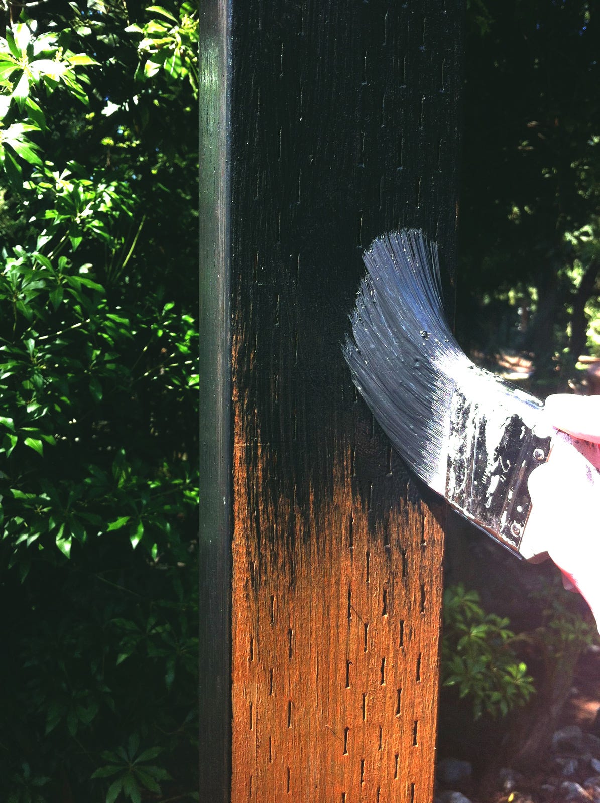 staining fence post diy